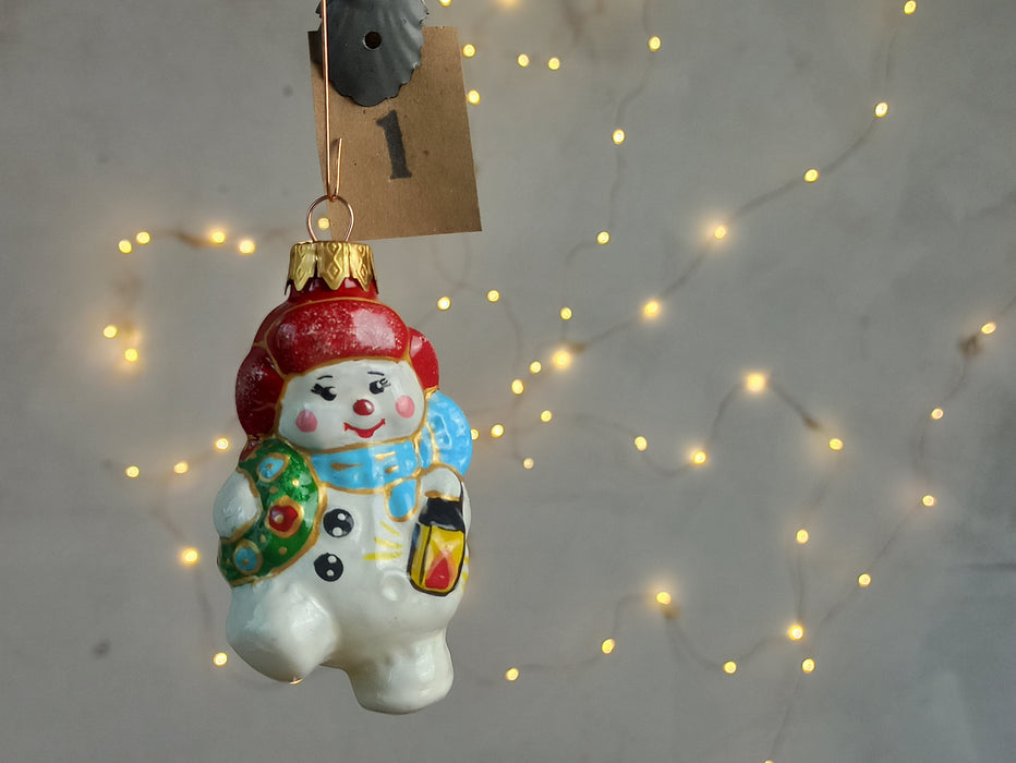Hand-Blown Glass Snowmen Ornaments, Colorful Christmas