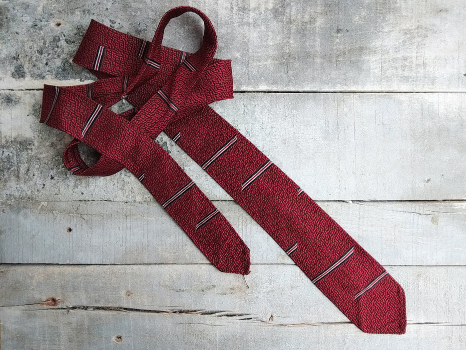 Vintage Silk Ties – Burgundy Necktie | Paisley, Striped & Skinny Printed Styles