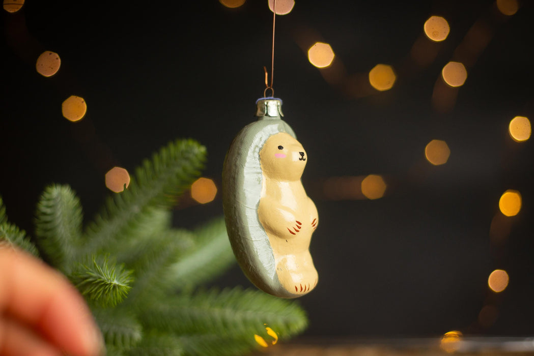 Vintage Restored Hedgehog Ornament, Woodland Glass Xmas