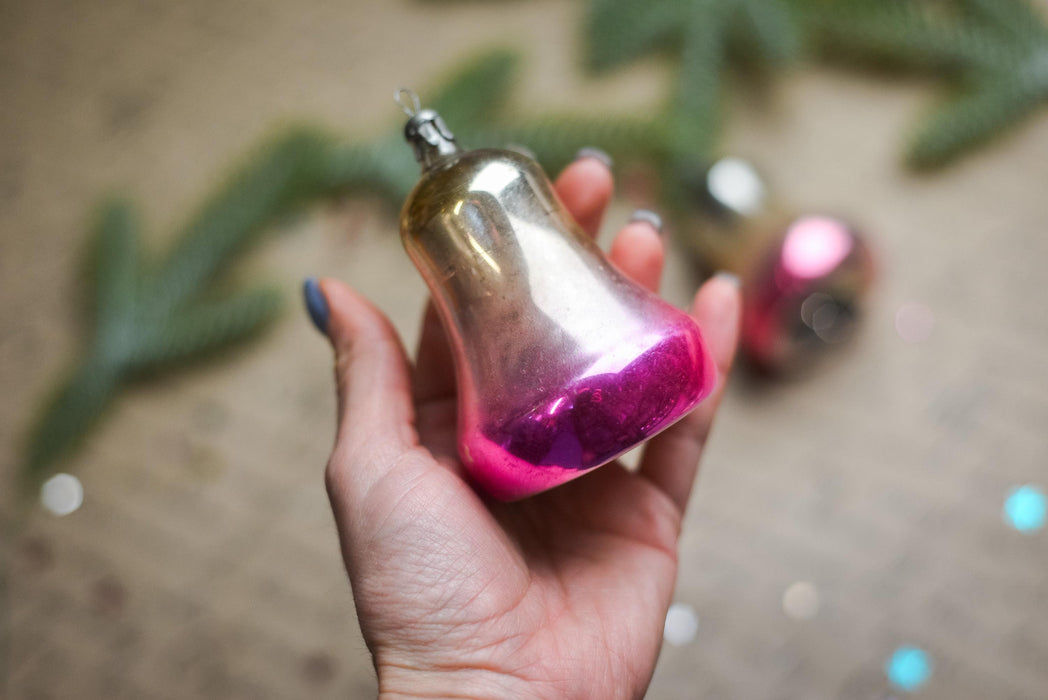 Rainbow Vintage Glass Christmas Ornaments – 1970s Boho Xmas Set (3–12 pcs)