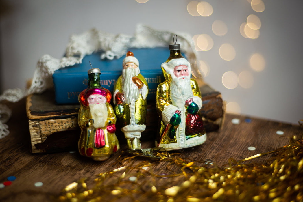 Santa Claus vintage Christmas glass ornaments