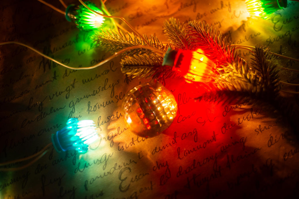 Vintage Ribbed Christmas Lights, Retro Christmas Tree Garland, Working Christmas String Lights