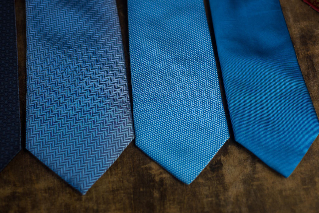 Vintage Blue Silk Neckties, Designer Wedding Tie Collection, Formal Business Neckties
