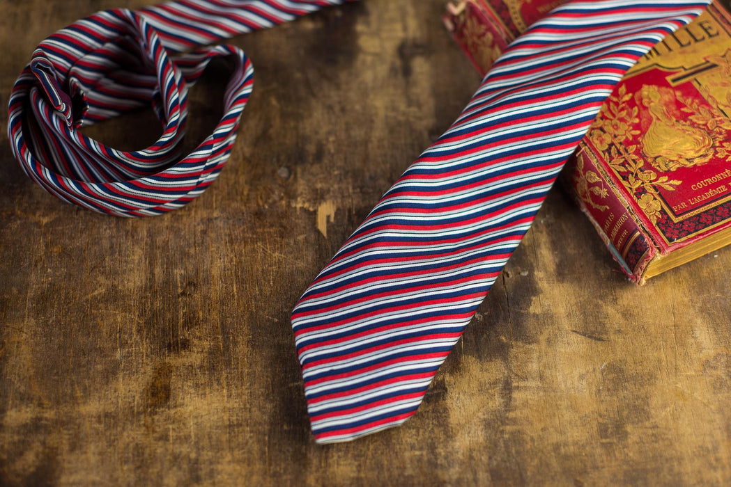 Vintage Silk Neckties Collection, Red Striped Designer Ties, Classic Menswear Accessories