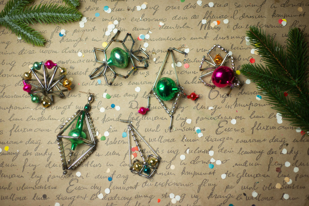 Vintage Sputnik Glass Ornaments – Set of 6