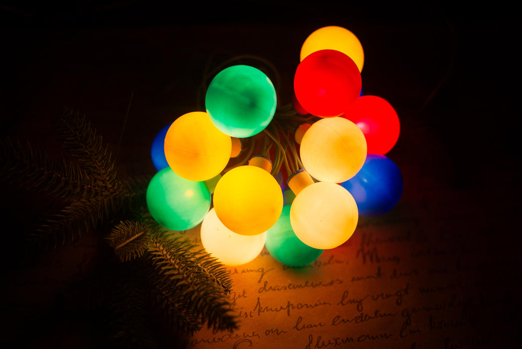 Vintage Globe Christmas Lights, Retro Christmas Tree Garland, Working Christmas String Lights