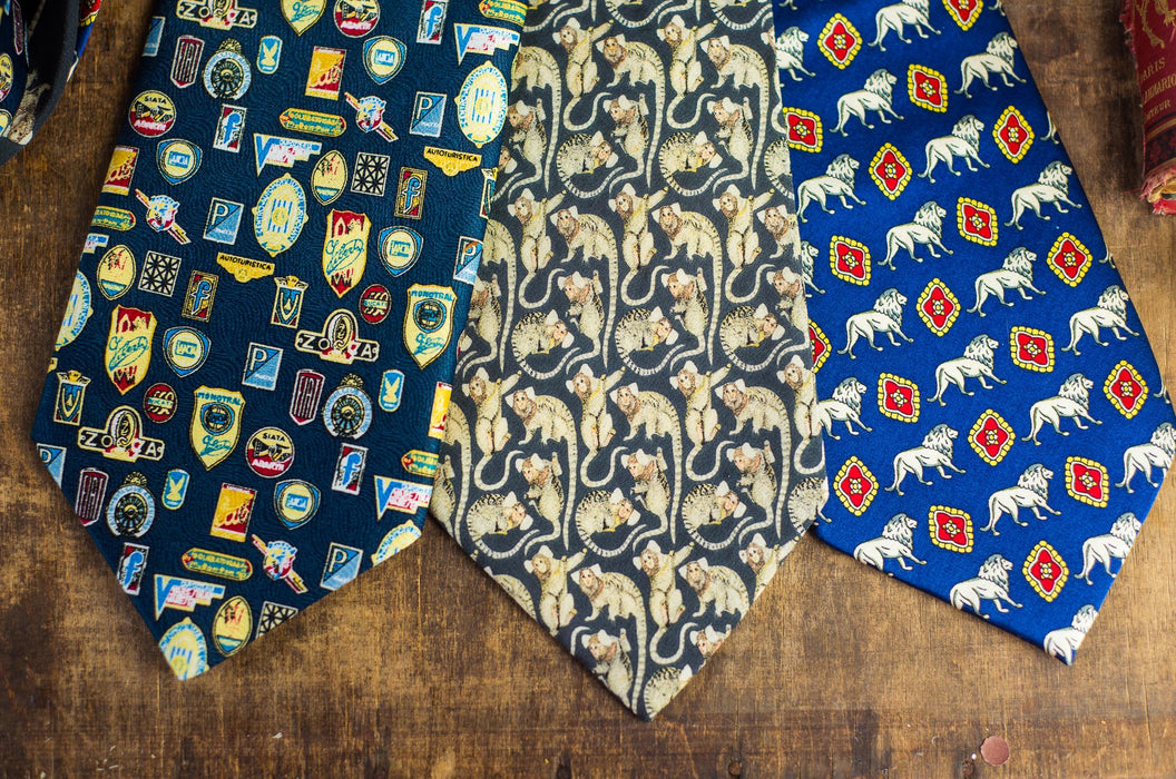 Vintage Silk Necktie, Designer Animal Print Tie, Italian Fashion Accessory, 100% Silk