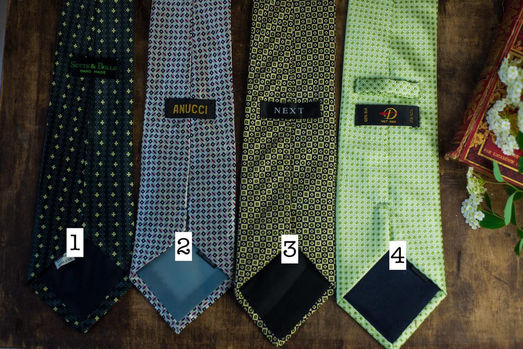 Vintage Silk Neckties Collection, Green Wedding Ties, Designer Menswear Accessories