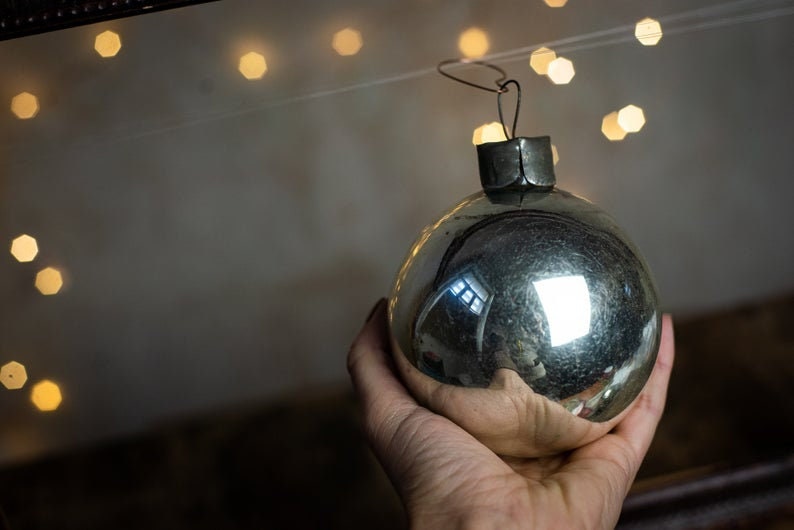 Vintage Silver Glass Ornament, Old World Christmas