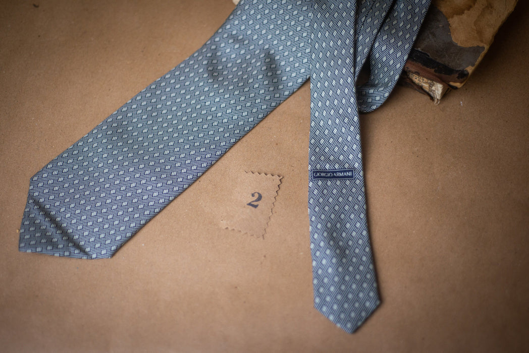 Vintage Silk Necktie - Classic Designer Gray Abstract Tie for Groom Wedding
