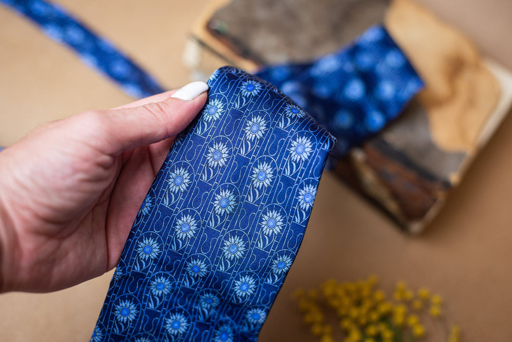 Vintage Lanvin Silk Tie, Blue Designer Necktie for Wedding Gift
