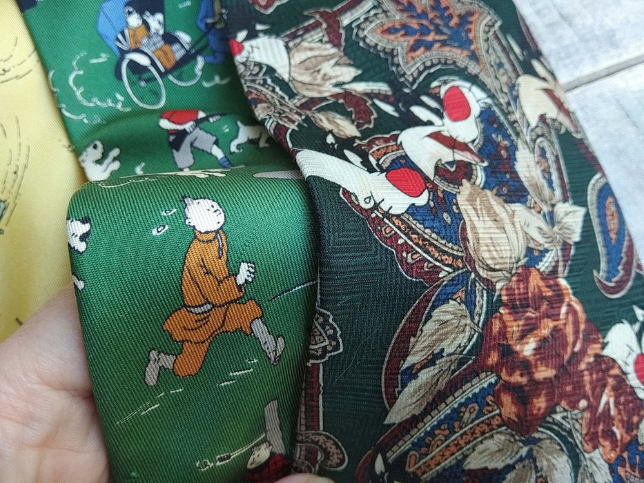 Vintage Cartoon Necktie Collection, 90s Novelty Silk Tie, Geek Chic Mens Fashion
