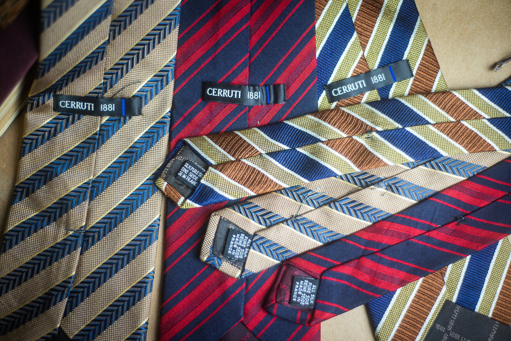 Cerruti 1881 vintage necktie, silk stripe neckties for men, best man gift