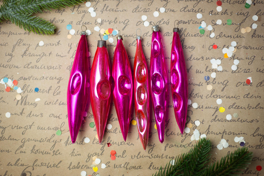 Vintage Pink Reflector Icicles – Set of 6