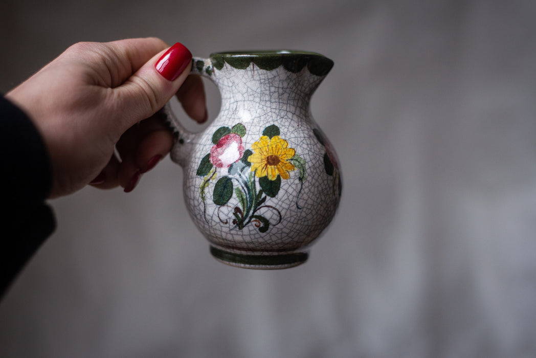 Vintage small ceramic milk pitcher, Germany flower ceramic creamer, milk jug, Spring Easter tableware, Mother's day gift