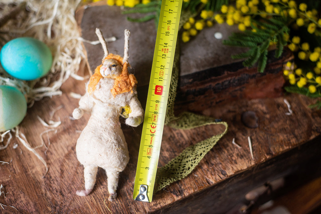 Spun Cotton Easter Bunny Figurine, Vintage Inspired