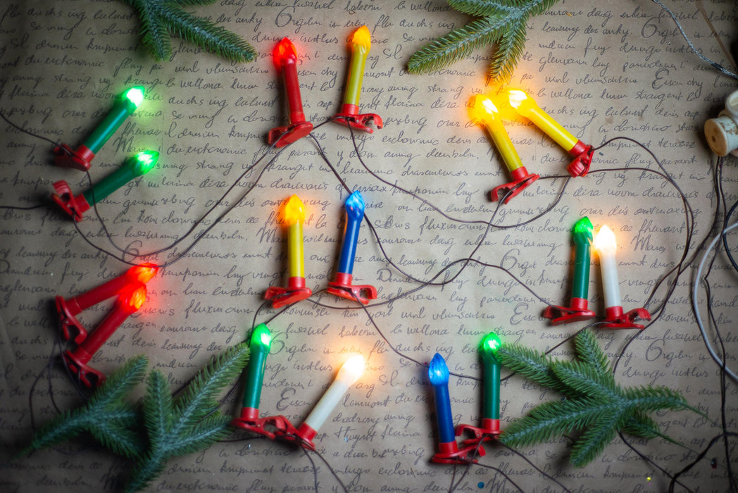 Vintage Clip On Candle Christmas Lights, Retro Tree String Lights, Working Holiday Garland
