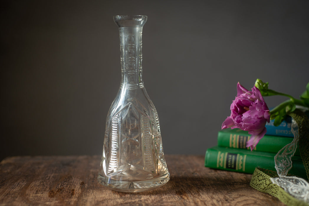 Vintage Cut Crystal Decanter – Glass Barware Bottle