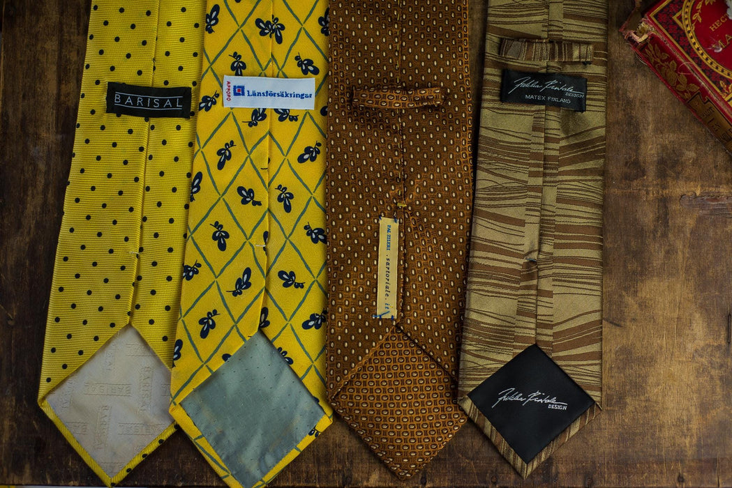 Vintage Silk Neckties, Designer Wedding Tie Collection, Yellow Brown Formal Ties