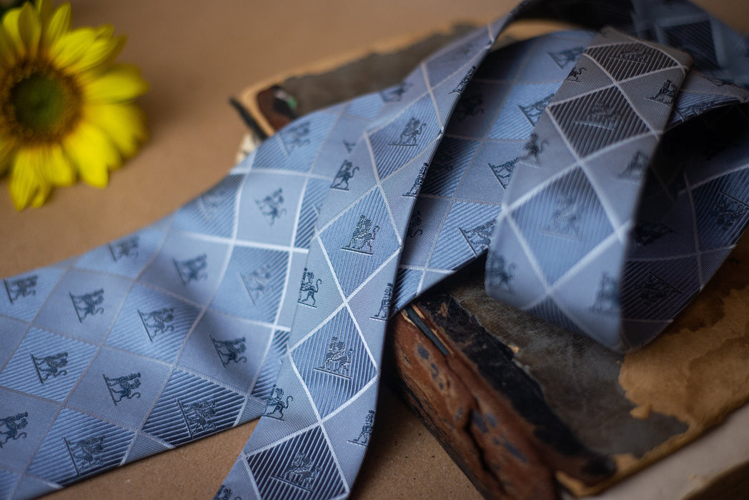 Vintage Silk Necktie – Blue Wedding Tie With Abstract Design For Groomsmen