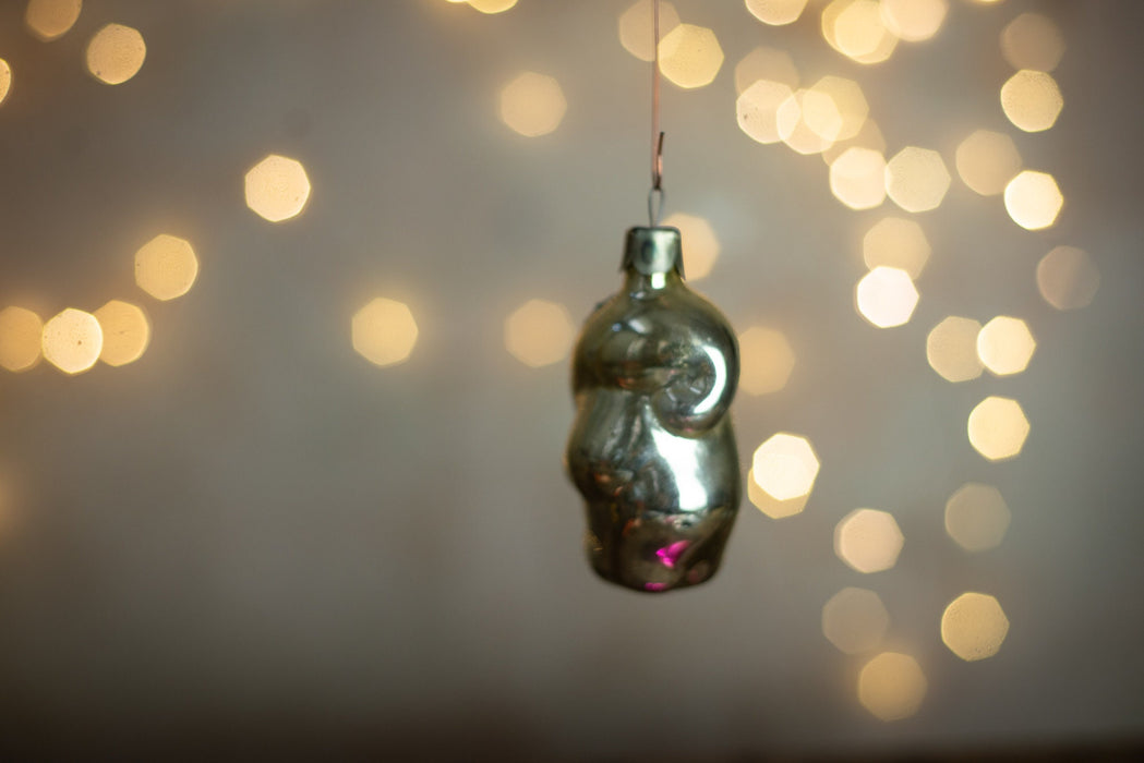 Gnome figurine, 1970s vintage glass Christmas ornaments