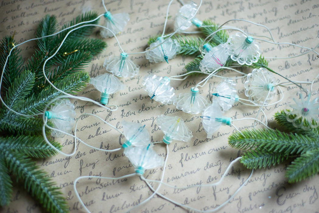 Vintage Flower Christmas Lights, Retro Christmas Tree Garland, Working Christmas String Lights