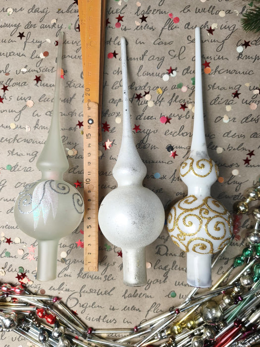 Glitter Glass Christmas Tree Topper – White, Silver or Gold