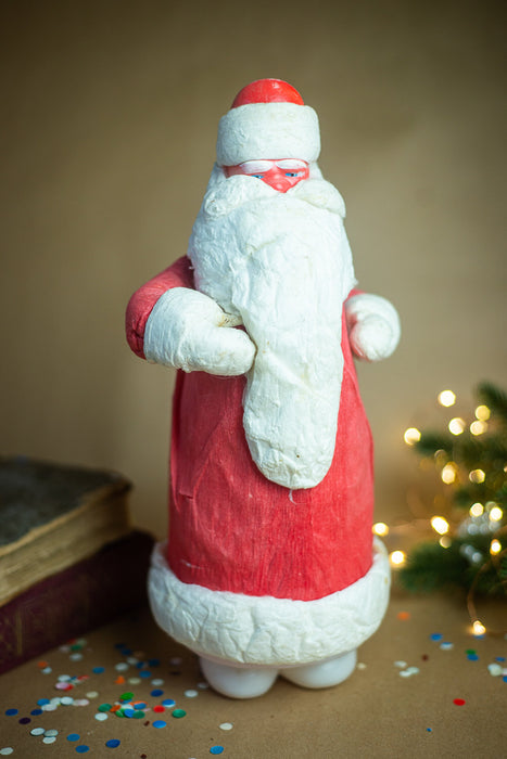 Vintage Ded Moroz Santa Figurine, 1970s Soviet Spun