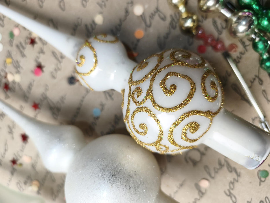 Glitter Glass Christmas Tree Topper – White, Silver or Gold