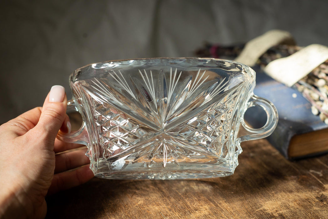 Vintage Cut Crystal Ice Bowl with Handles – 1970s