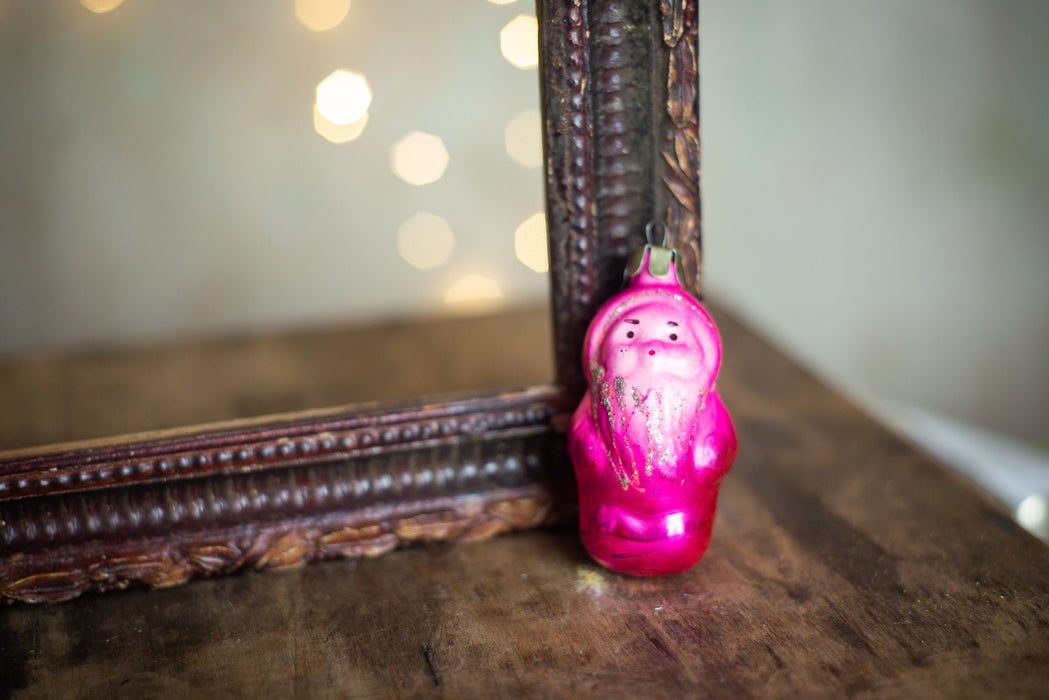 Gnome figurine, 1970s vintage glass Christmas ornaments
