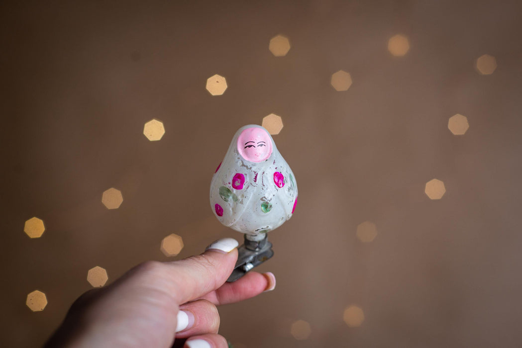 Vintage Glass Nesting Doll Christmas Ornament