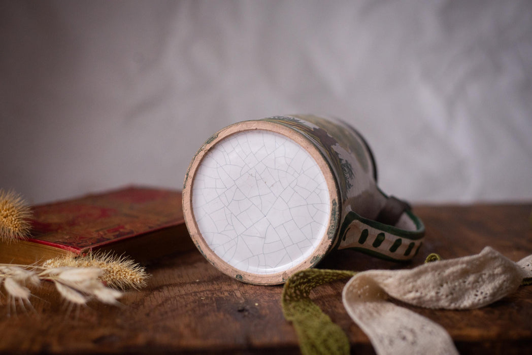 Vintage German Beer Stein Hunter Scene Ceramic Mug with Pewter Lid Bavarian Tankard