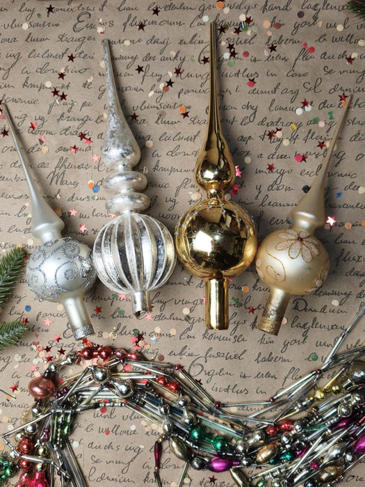 Glitter Glass Christmas Tree Topper – White, Silver or Gold