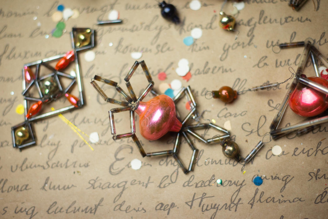 Vintage Geometric Glass Ornaments – Set of 4