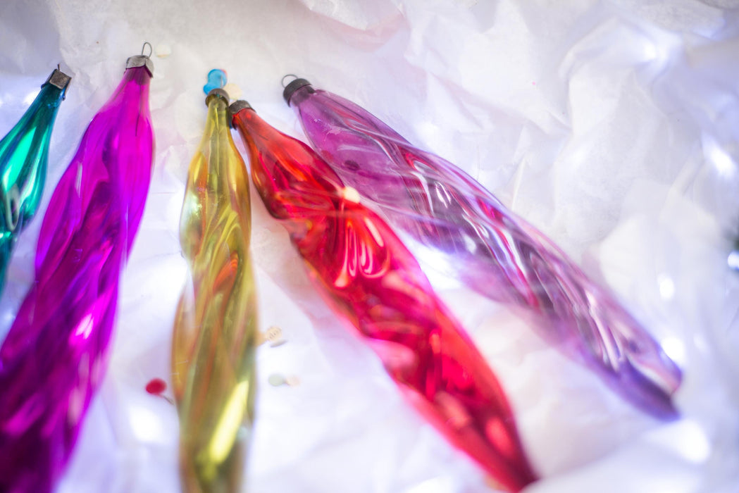 Glass icicles, Big vintage Christmas tree hanging