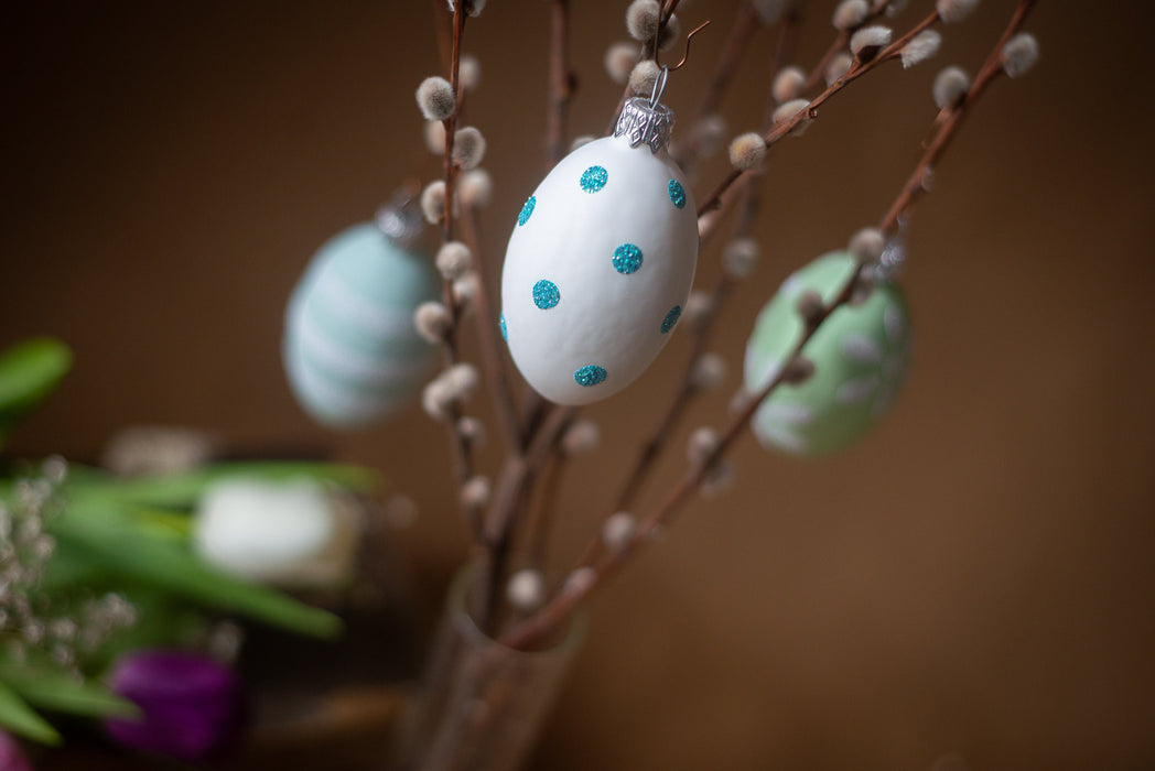 Hand Blown Glass Easter Eggs Set, Pastel Spring Decor with Wooden Box Option