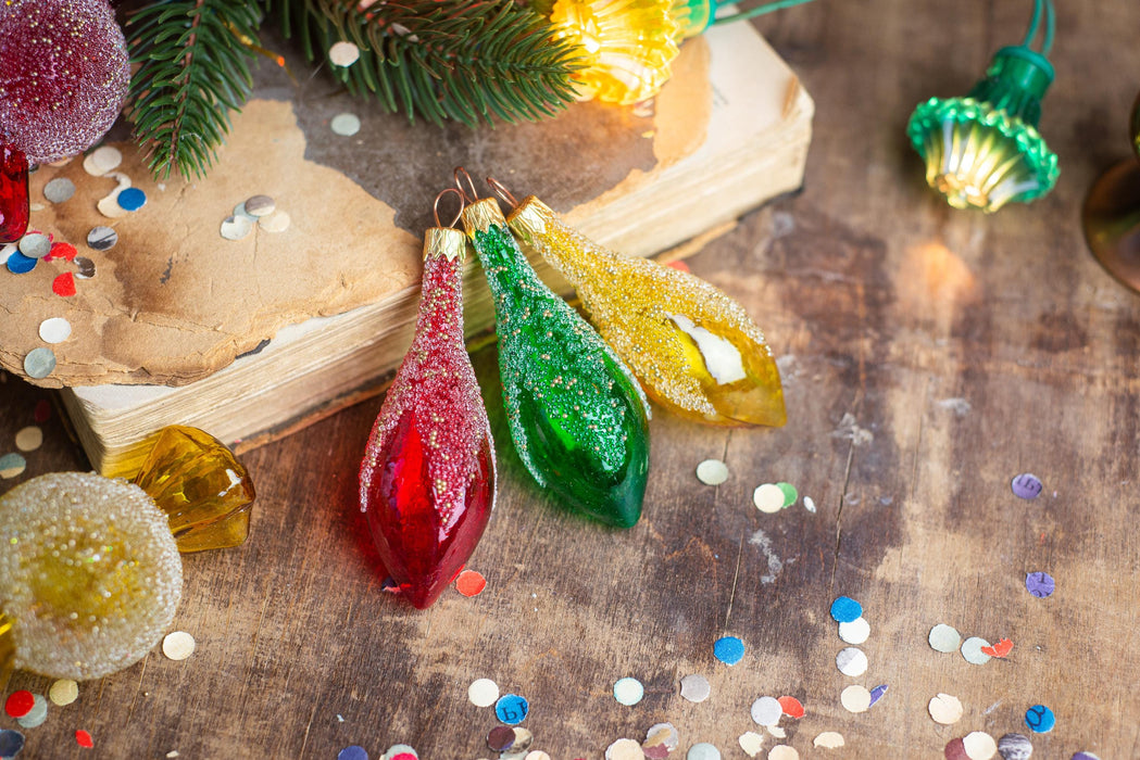 Glass lollipop ornament, Xmas tree candy hand blown