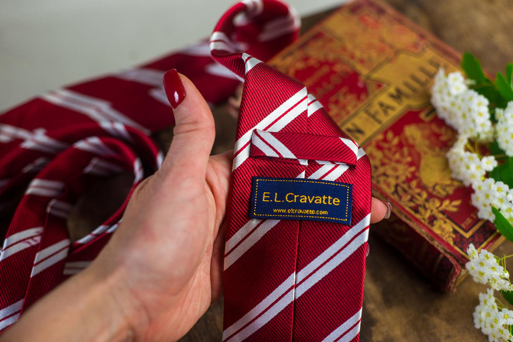 Vintage Silk Neckties Collection, Red Striped Designer Ties, Classic Menswear Accessories