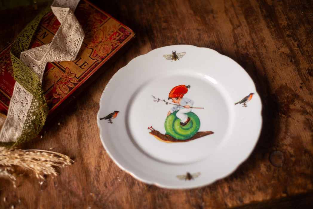 Vintage Bavarian Children Plate - Porcelain Kids Dish With Fairy Tale Design
