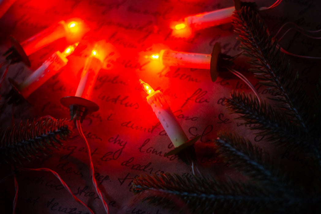 Vintage Clip On Candle Tree Lights, Retro Christmas Garland, Working Long String Lights