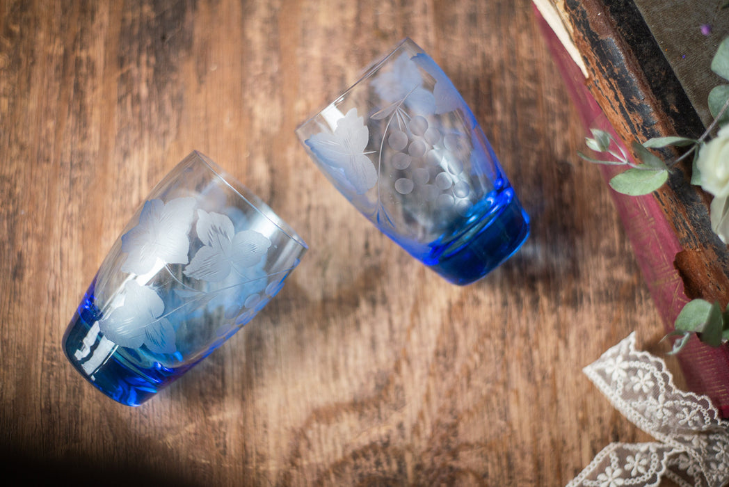 Vintage Blue Glass Tumblers – Mid-Century Set