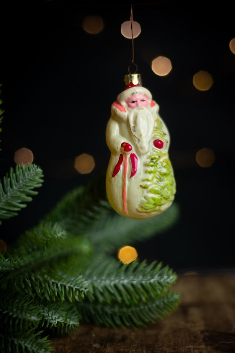 Vintage Glass Santa Claus Ornament, Mid Century Old World