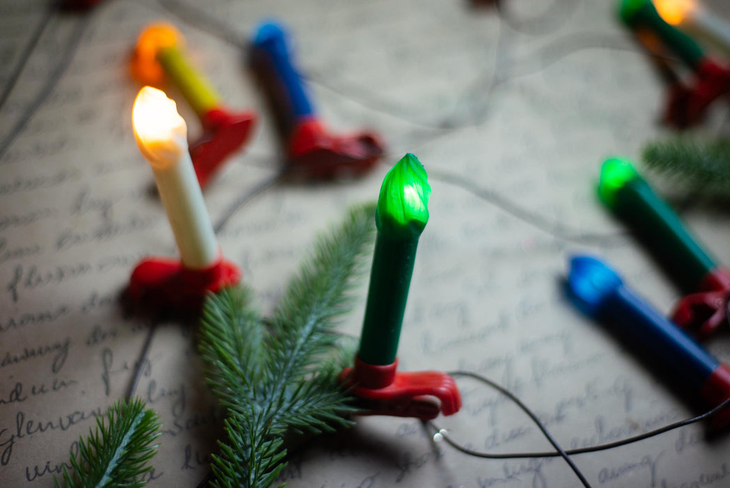 Vintage Clip On Candle Christmas Lights, Retro Tree String Lights, Working Holiday Garland