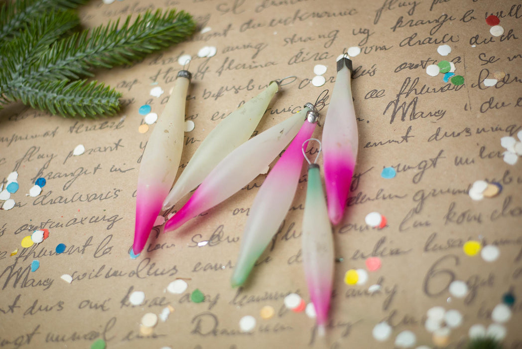 Vintage Frosted Glass Icicles – Set of 6