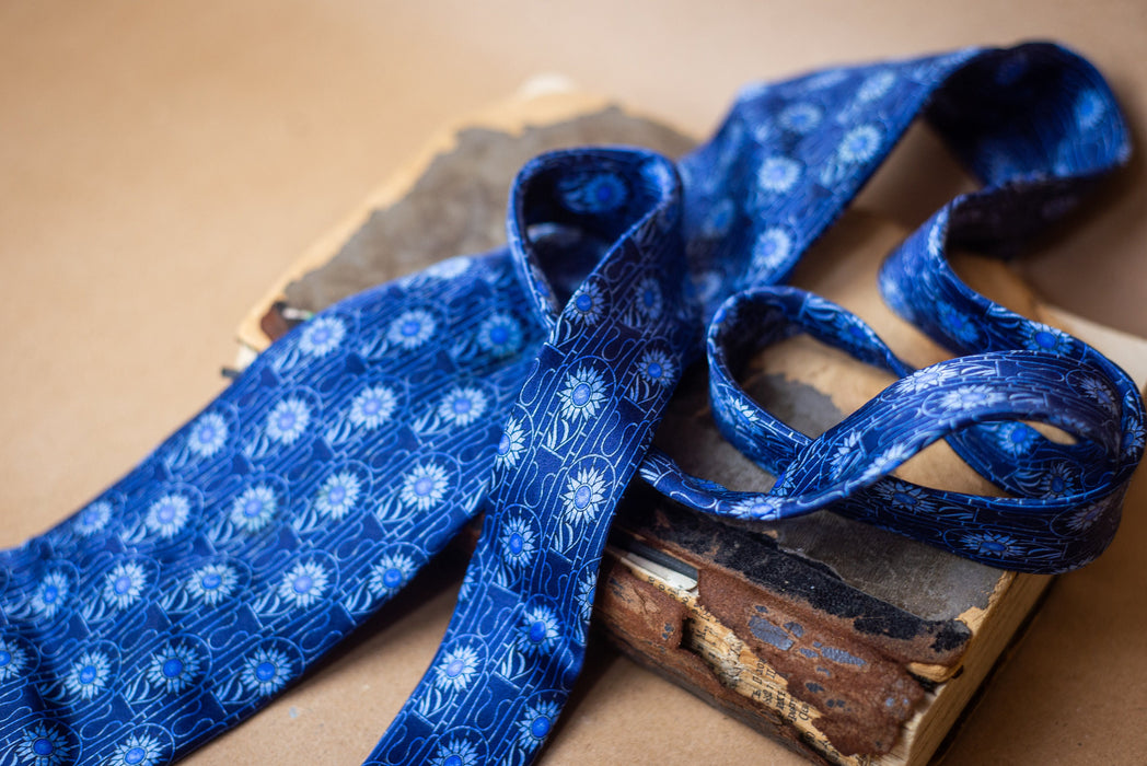 Vintage Lanvin Silk Tie, Blue Designer Necktie for Wedding Gift