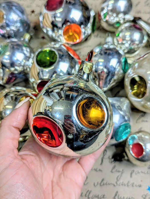 Vintage Glass Christmas Ornaments, 1950s Baubles and Icicles Set