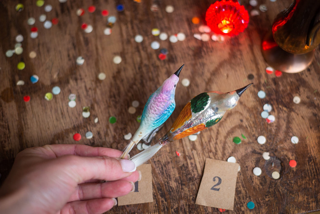 Vintage Glass Bird Clip On Christmas Ornament