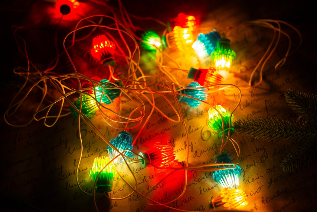 Vintage Ribbed Christmas Lights, Retro Christmas Tree Garland, Working Christmas String Lights