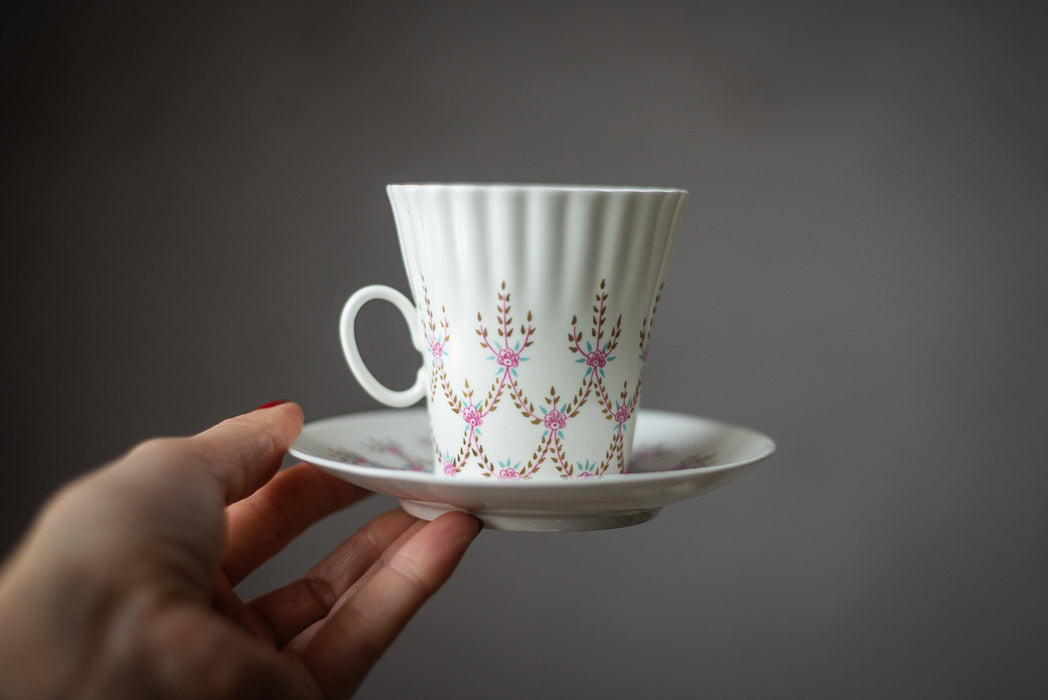 Vintage bone china coffee set, Porcelain cups and saucer